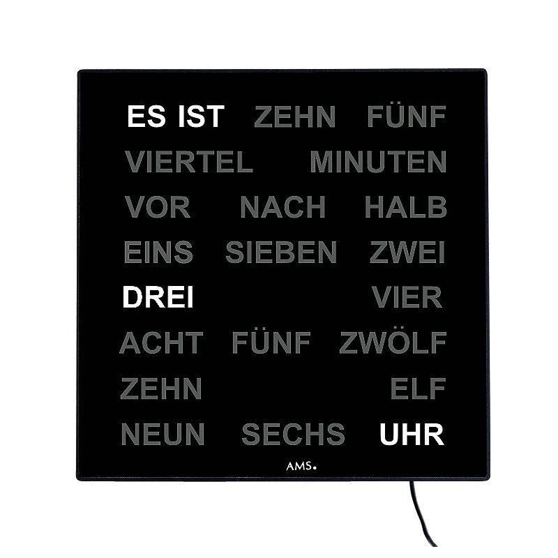Intertime Wort-Uhr Word 28 schwarz von Intertime