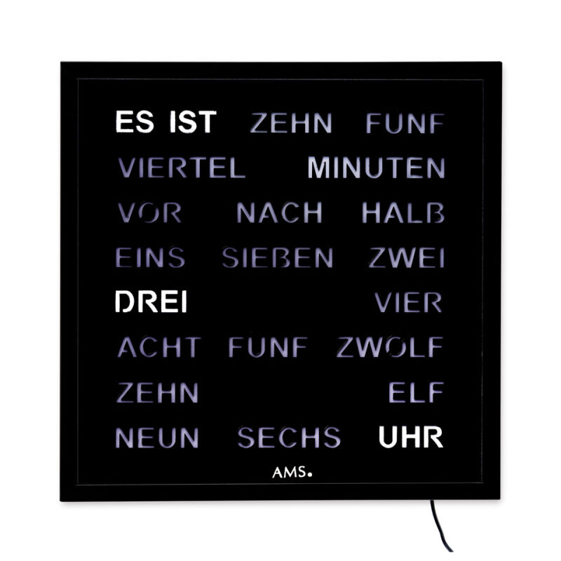 Intertime Wort-Uhr Word 40 schwarz von Intertime
