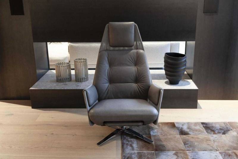 Relaxsessel Mesh Leder Anilina Terra Gestell Chrom mit Relaxfunktion von Intertime