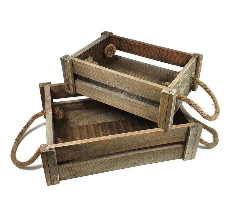 Intertoys Aufbewahrungsbox Deko-Holzkisten 2er-Set Dekokiste Holzbox Obstkiste Weinkiste Aufbewah von Intertoys