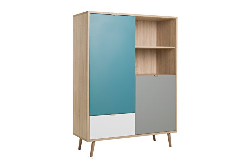 Highboard - Patchwork (B/H/T: ca.: 103 x 138 x 40 cm) skandinavisches Design - Vollholzfüße von Intertrade