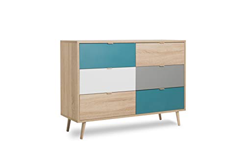 Kommode - Patchwork (B/H/T: ca.: 120 x 85 x 40 cm) skandinavisches Design - Vollholzfüße von Intertrade