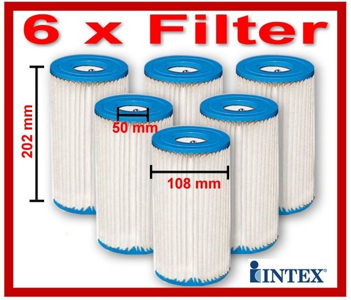 6 x INTEX FILTER A für Filterpumpe 59900 / 29000 von Intex