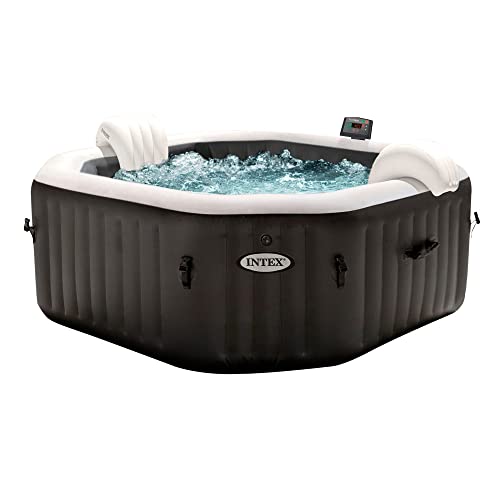Intex 28458EX - Whirlpool aufblasbar PureSpa Jet&Bubble Deluxe, 4 Personen, 120 Düsen, Heizung, Schwarz, 201x71 cm von Intex