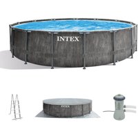 Frame Pool 457 x 122 cm Komplettset Greywood Rundpool mit Zubehör - Intex Frame Pool 457 x 122 cm Komplettset Greywood Rundpool mit Zubehör - Intex von Intex