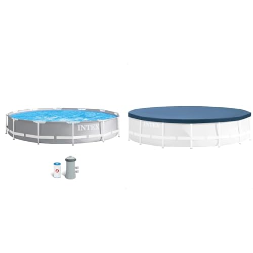 Intex 12Ft X 30In Prism Frame Pool Set & Runde Poolabdeckung - Ø 366 cm - Für Metal und Prism Frame, Dunkelblau Intex 12Ft X 30In Prism Frame Pool Set & Runde Poolabdeckung - Ø 366 cm - Für Metal und Prism Frame, Dunkelblau von Intex
