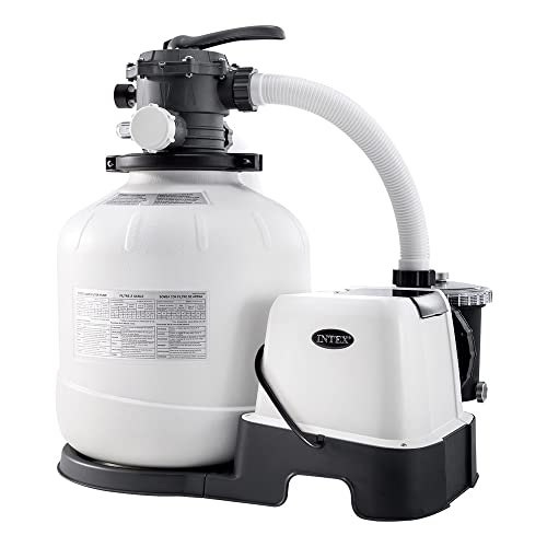Intex 26680 – Sandfilterpumpe Krystal Clear mit Salzwassersystem, Wasserfluss 10000 L/h, Systemfluss 8000 L/h, für Pools bis maximal 56800 L, Kunststoff, Weiß von Intex