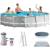 Intex - 26720 Prism Frame Swimming Pool Set Ø427x107cm Pumpe Leiter Abdeckplane von Intex