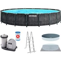Intex - 26744 Greywood Prism Frame Pool Set Ø549x122cm Pumpe Leiter Abdeckplane von Intex