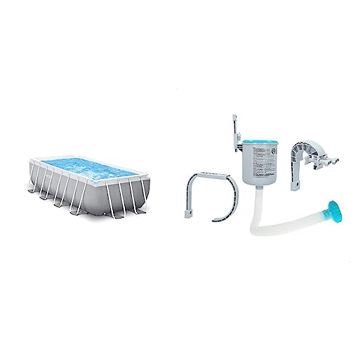 Intex 26790GN 4m x 2m x 1,22m Prism Frame Rechteckiges Pool Set, Mehrfarbig & Surface Skimmer - Deluxe Wall Mount Surface Skimmer - Suspension Skimmer von Intex