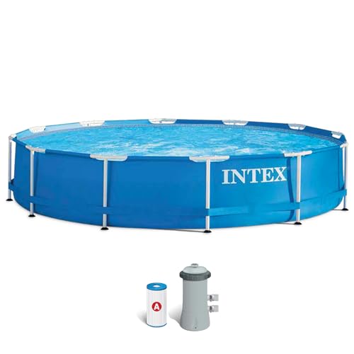 Intex 28212NP – Aufstellpool Metal Frame Rund, Filterpumpe 2006 L/h, 6503 L, Stahl und PVC, Blau, 366x76 cm von Intex