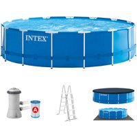 Intex 28242 Metal Frame Swimming Pool Set Ø457x122cm Pumpe Leiter Abdeckplane von Intex