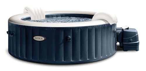 Intex 28432EX - Whirlpool aufblasbar PureSpa Bubble Massage, 6 Personen, 170 Düsen, Heizung, PVC, Navyblau, ⌀ 216x71 cm von Intex