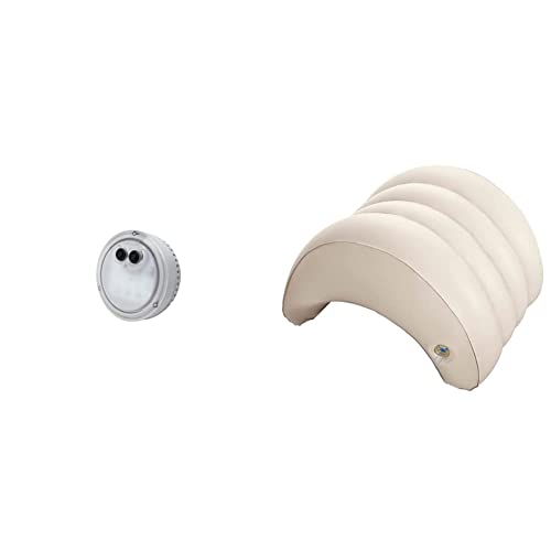 Intex 28503 LED-Spa-Licht, Weiß & PureSpa Whirlpoolzubehör - Aufblasbare Kopfstütze - 39 x 30 x 23 cm -Beige von Intex