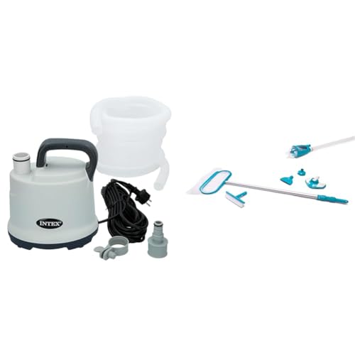Intex 28606, Grau & Deluxe Pool Maintenance Kit - Poolzubehör - Pool Reinigungsset - 5-teilig, Mehrfarbig von Intex