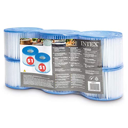 Intex 29011E Typ S1 PureSpa Easy Set Ersatzfilter für Pool, Spa, Whirlpool, Badewanne, blau und weiß, 6 Stück von Intex