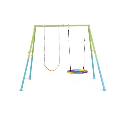 Intex 44125 – Kinderschaukel mit Sitz und Nestschaukel, Stahl, Grün und Blau, 254x235x200 cm von Intex