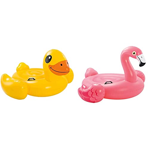 Intex 57556 57556NP Schwimmtier Gelbe Ente, Gelb/Bunt, Pequeño & 57558NP Reittier Flamingo Spielzeug, 147 x 140 x 94 cm von Intex