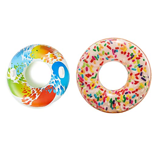 Intex 58202 - Schwimmreifen Color mit Griff 3P Free, 1 Packung & 56263NP Sprinkle Donut Tube Toy, Nylon/A, 39'(99cm x 25cm) von Intex