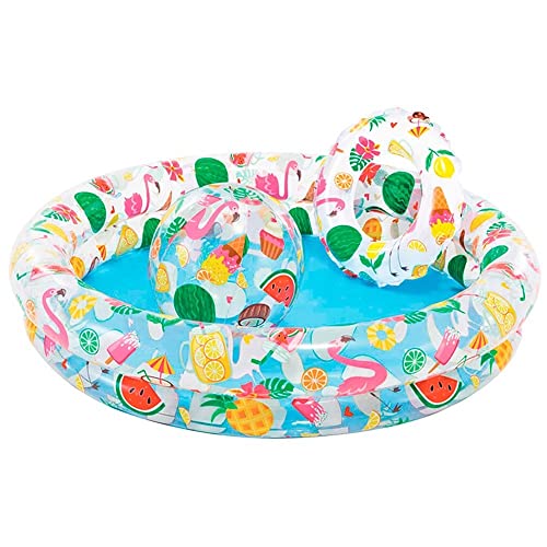 Intex 59460NP - Aufblasbares Pool-Set mit Schwimmring und Ball, Musterdruck, Vinyl, Mehrfarbig, 122x25 cm von Intex