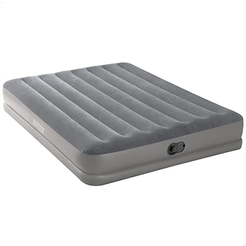 Intex 64114 - Luftbett Selbstaufblasend Doppelbett Dura-Beam Prestige Mid-Rise, mit integrierter USB-Elektropumpe, Geeignet für 2 Person, PVC, Grau, 152x203x30 cm von Intex