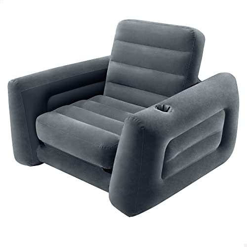 Intex 66551NP Pull-Out Chair, Entspannen, Armlehne, Platzsparend, PVC, RAYON, Schwarz, 117x224x66 cm, Dunkelgrau von Intex