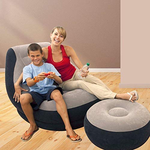 Intex 68564NP Loungesessel 102x137x79 cm mit Füßen 64x28 cm, Grau/Schwarz, einfarbig von Intex