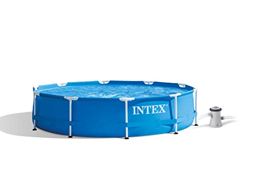 Intex 28202UK 10ft x 30in Metal Frame Swimming Pool with Filter Pump, 4,485 liters, Blue, 305x76 cm von Intex