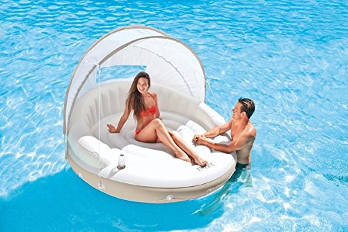 Canopy Island Lounge Floating Swimming Pool Oasis with Detachable Digicharge by Intex von Intex