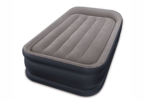 Intex Deluxe Pillow Rest Raised Luftbett - Twin - 99 x 191 x 42 cm - Mit eingebaute elektrische Pumpe 64132 Top: Grey/Bottom: Blue von Intex