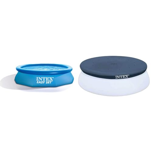 Intex Easy Set Pool - Aufstellpool, 305 x 76 cm & Poolabdeckplane für runde Quick-up-Pools (Easy Set), dunkelblau, Ø 305 cm von Intex