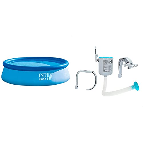 Intex Easy Set Pool - Aufstellpool, 366cm x 366cm x 76cm & Oberflächenskimmer - Deluxe Oberflächenskimmer zur Wandmontage - Hängeskimmer, Grau von Intex