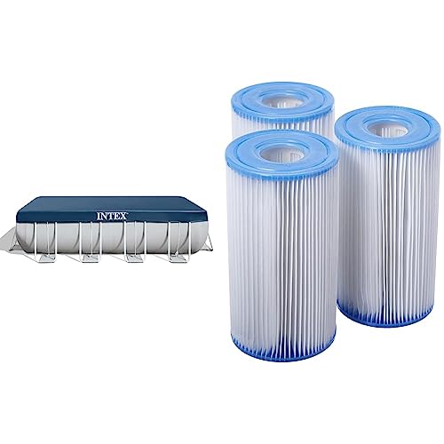 Intex Eckige Pool Abdeckplane 400x200cm Poolabdeckung mit Spannseil & Filteranlagenzubehör - Filterkartusche - Typ A - 3 Stück (1er Pack) von Intex