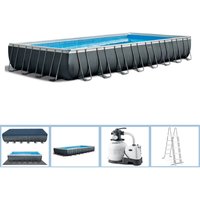 Intex Frame Pool 975 x 488 x 132 cm Komplettset Rechteckpool mit Zubehör