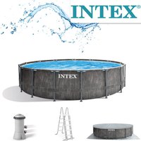 Intex - Premium Frame Pool Set Prism Greywood ø 457 x 122 cm von Intex