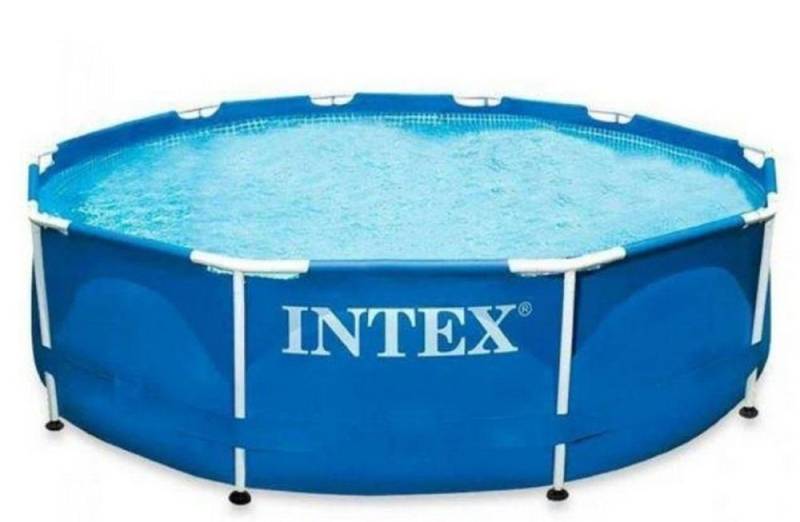 Intex Framepool Intex Metal Frame Pool - Aufstellpool - Ø366 x 76 cm, 366x76cm & Robuste und starke Folie, Hohe Standfestigkeit von Intex