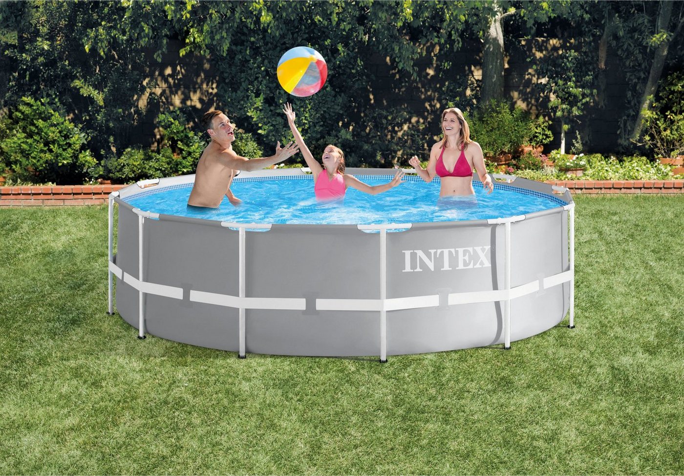 Intex Framepool Intex Swimm Prism Rondo Frame Pool Set 366 x 99 cm Pumpe Leiter (Komplett-Set, 1-tlg) von Intex