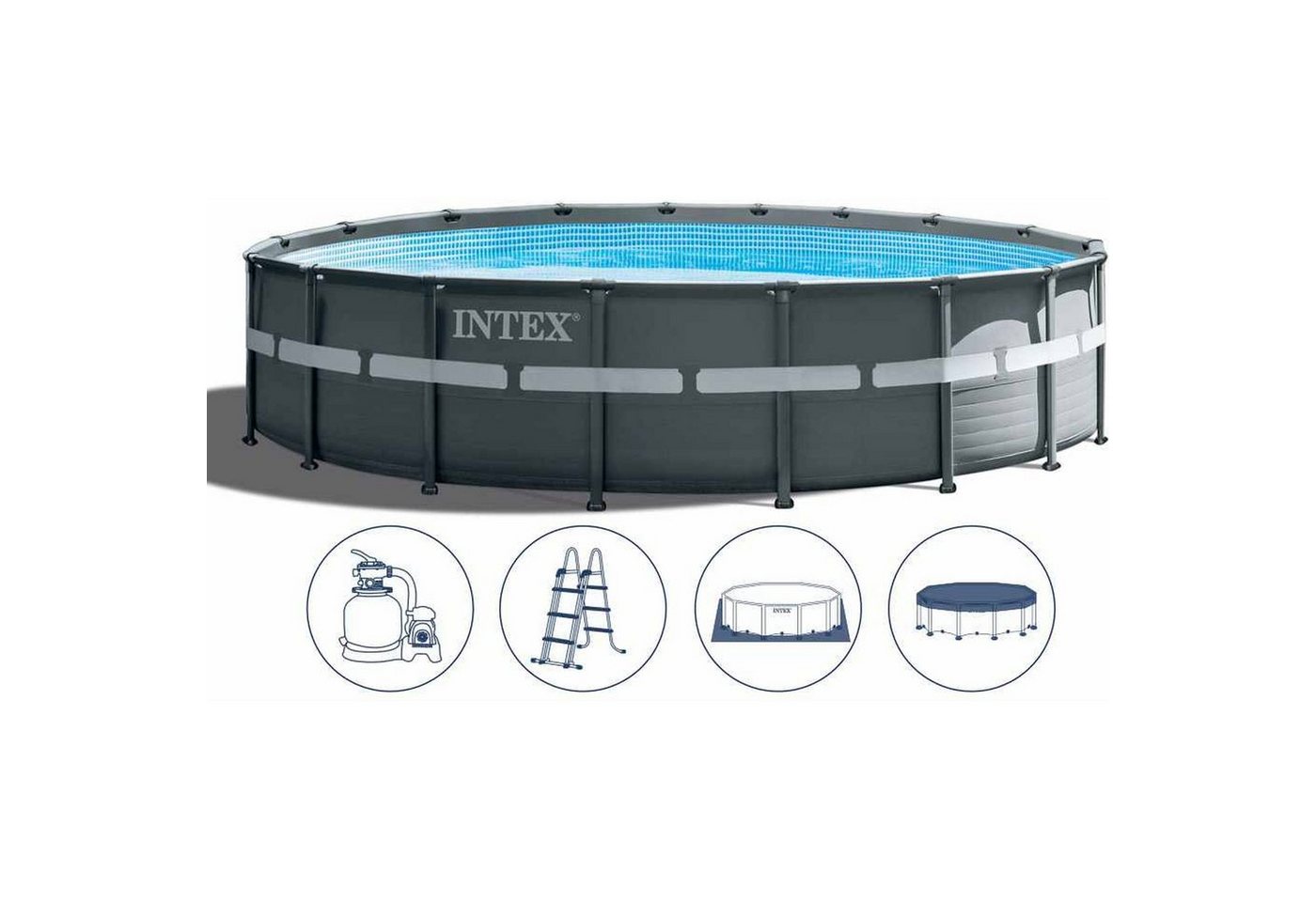 Intex Framepool Intex Ultra XTR Frame Pool Komlpettset 488 x 122 c (Komplett-Set), Sicherheitsleiter von Intex