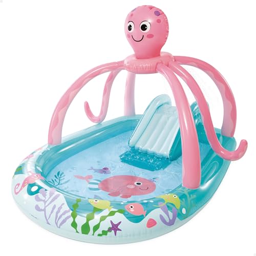 Intex 56138NP - Aufblasbares Play Center Octopus mit Rutsche und Sprühfunktion, Vinyl, Mehrfarbig, 234x183x150 cm von Intex