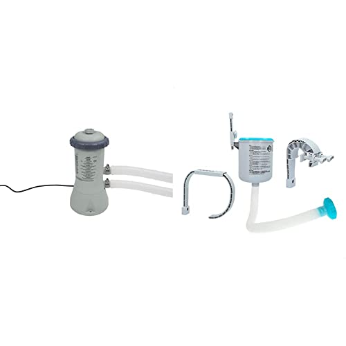 Intex Krystal Clear Cartridge Filter Pump - Pool Kartuschenfilteranlage - 900 L/H & Oberflächenskimmer - Deluxe Oberflächenskimmer zur Wandmontage - Hängeskimmer, Grau von Intex