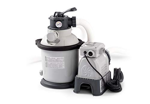 Intex 28644GS Sandfilter, 4,0m³/h, Kessel Durchmesser 254 mm, 230 V, 190 W,12 kg Sand Timer, Anschlussschlauch mit 2"AG, Wanddurchführung, Absperrhahn von Intex