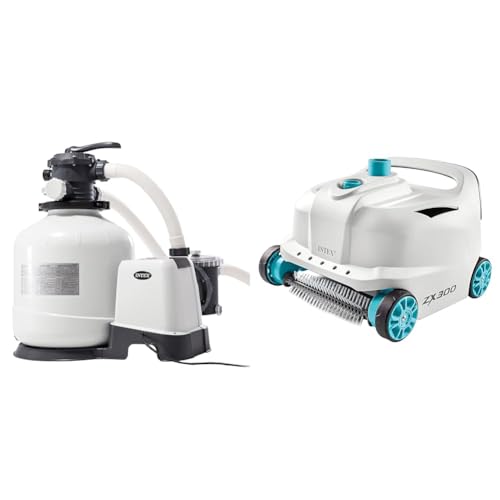 Intex Krystal Clear Sandfilteranlage 12 m³ für Pools bis 42.000l 26652 & Zx300 Deluxe Automatischer Poolreiniger von Intex