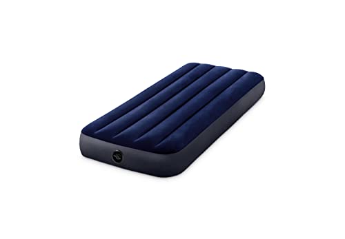 Intex 64756 - Luftmatratze Einzelbett 76 cm Dura-Beam Classic Downy, Aufblasbare Matratze mit Ventil, Geeignet für 1 Person, PVC, Blau, 76x191x25 cm von Intex