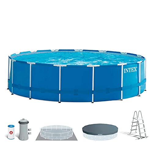 Intex Metal Frame Pool Set - Aufstellpool - Ø 457 x 122 cm - Zubehör enthalten, Grau, 28236 von Intex