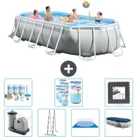 Intex - Oval Prism Frame Swimmingpool – 503 x 274 x 122 cm – Grau – Inklusive Zubehör CB43 von Intex