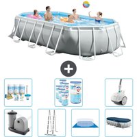 Intex - Oval Prism Frame Swimmingpool – 503 x 274 x 122 cm – Grau – Inklusive Zubehör CB45 von Intex