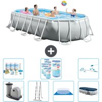 Intex - Oval Prism Frame Swimmingpool – 503 x 274 x 122 cm – Grau – Inklusive Zubehör CB46 Intex - Oval Prism Frame Swimmingpool – 503 x 274 x 122 cm – Grau – Inklusive Zubehör CB46 von Intex