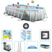 Intex - Oval Prism Frame Swimmingpool – 503 x 274 x 122 cm – Grau – Inklusive Zubehör CB49 von Intex