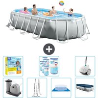 Intex - Oval Prism Frame Swimmingpool – 503 x 274 x 122 cm – Grau – Inklusive Zubehör CB51 von Intex