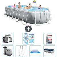 Intex - Oval Prism Frame Swimmingpool – 610 x 305 x 122 cm – Grau – Inklusive Zubehör CB57 von Intex